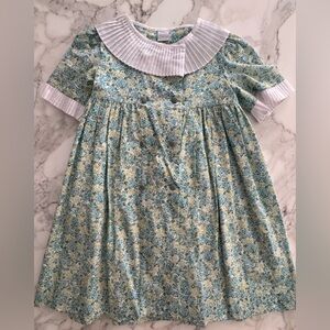 Pepa London blue and green floral dress with pleating